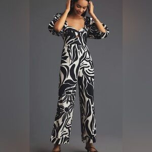 NWT Farm Rio Puff Sleeve Printed Jumpsuit